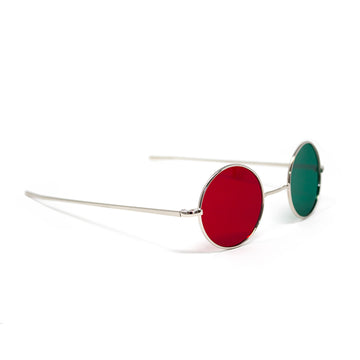 Dark Red/Green Glasses with Metal Frame