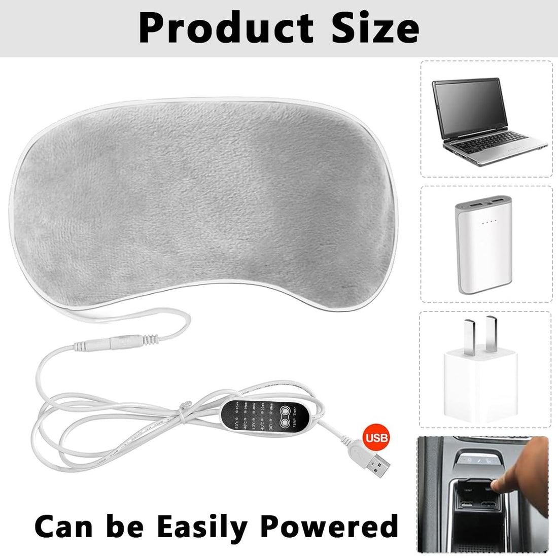 Akriti  Alloy Steel Heated Eye Mask, Usb Wired Eye Mask With Temperature & Time Control, Warm Eye Compress Heating Pad For Sleep, Relieve Eye Strain, Puffy Eyes(Grey)