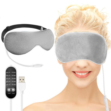 Akriti Alloy Steel Heated Eye Mask, Usb Wired Eye Mask With Temperature & Time Control, Warm Eye Compress Heating Pad For Sleep, Relieve Eye Strain, Puffy Eyes(Grey)