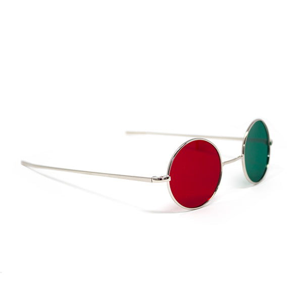Dark Red/Green Glasses with Metal Frame