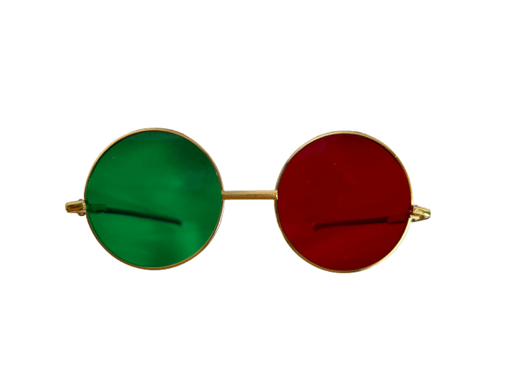 Glass Lenses  Red/Green Glasses with Metal Frame